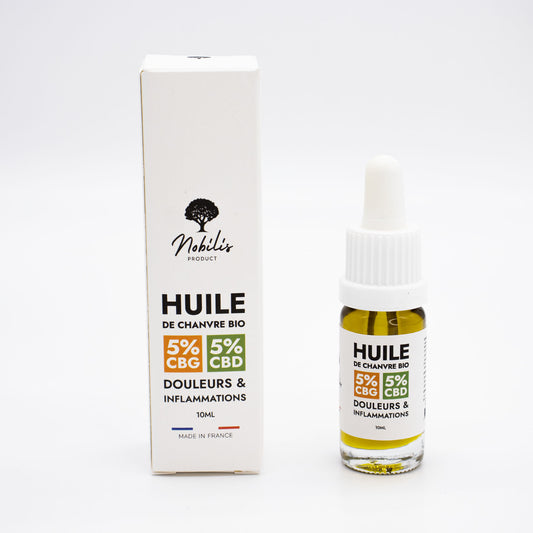 Huile concentrée innovante 5% de CBD, 5% de CBG - Douleurs & inflammations - Nobilis Product